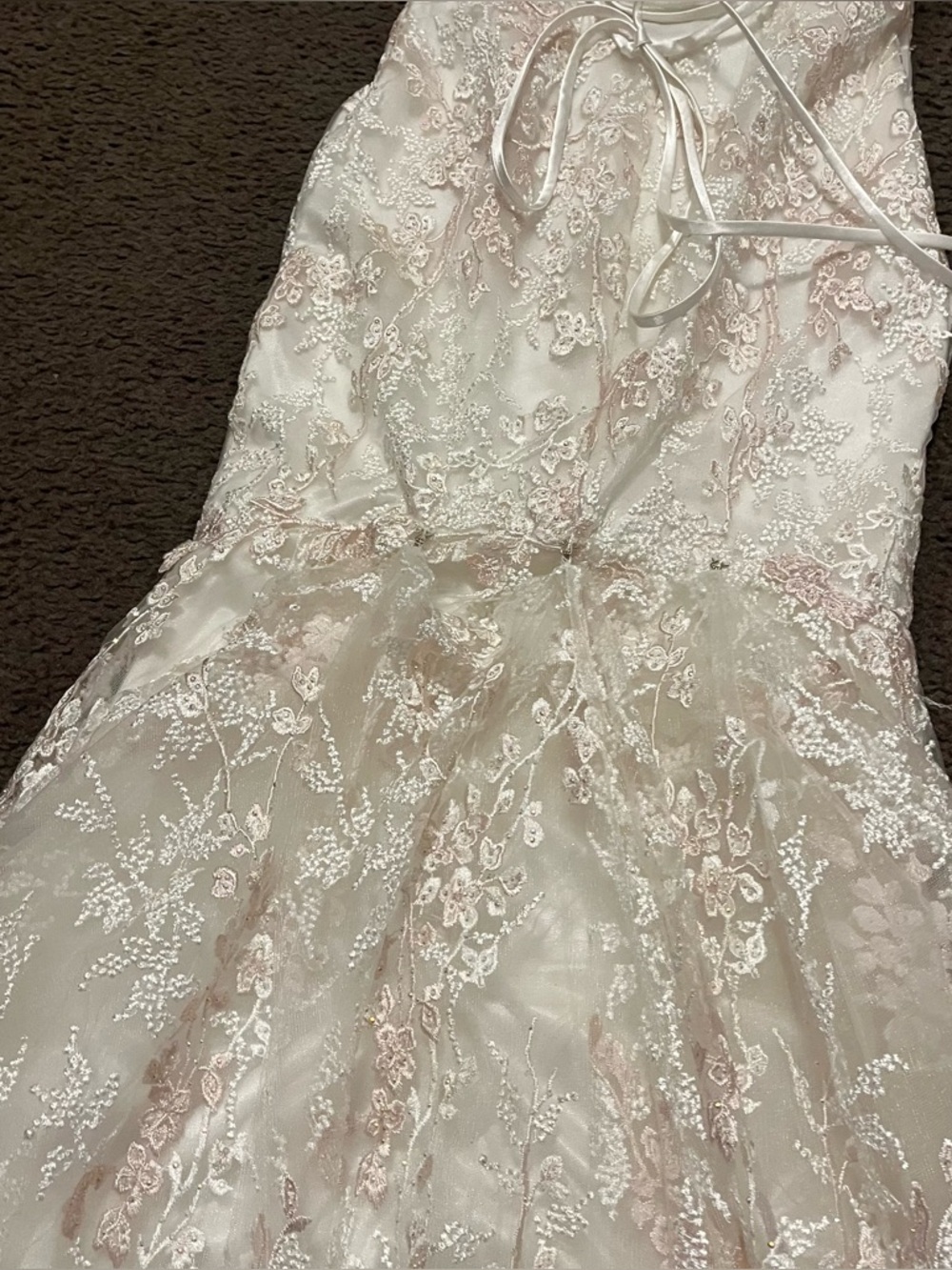 Sherri Hill White & Pale Pink Floral Appliqué Prom Dress - Picture 16 of 16